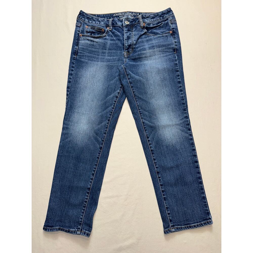 Womens American Eagle Boy Crop Stretch Jeans 8 Regular Button Fly